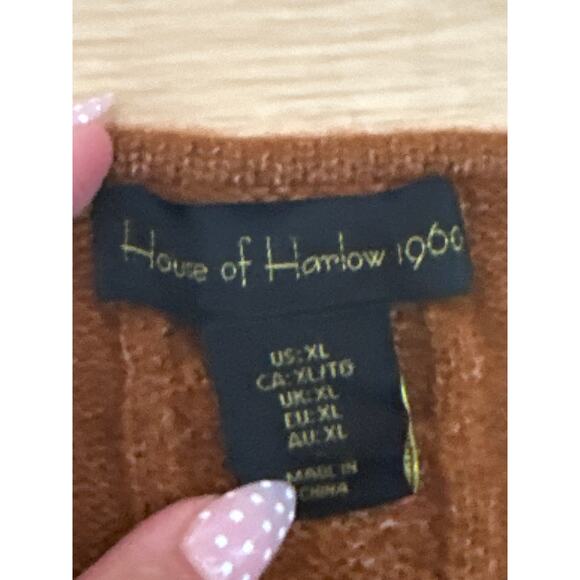 House of Harlow 1960 Brown Sleeveless Cable Knit Cami Crop Sweater Tank Top XL - Picture 3 of 4